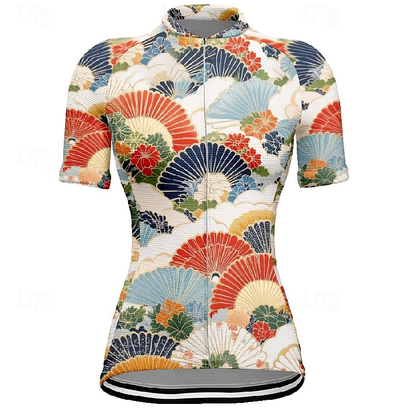 Women's Cycling Jersey Flower Short Sleeve Bike Tee Tshirt Jersey with 3 Rear Pockets Mountain Bike MTB Quick Dry Anatomic Design Wicking Breathable Sports Blue Sky Blue Clothing Apparel3