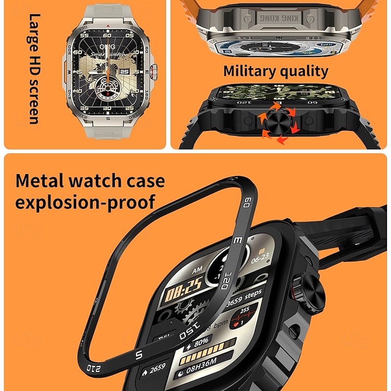 696 GW20 Smart Watch 2.1 inch Smartwatch Fitness Running Watch Bluetooth ECG+PPG Pedometer Call Reminder Compatible with Android iOS Women Men Hands-Free Calls Message Reminder IP 67 41mm Watch Case4