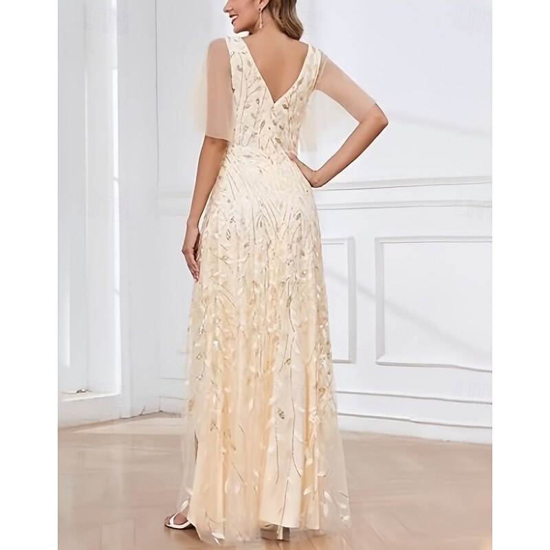 A-Line Wedding Guest Dresses High Low Dress Wedding Guest Asymmetrical Short Sleeve V Neck Fall Wedding Guest Lace with Slit2