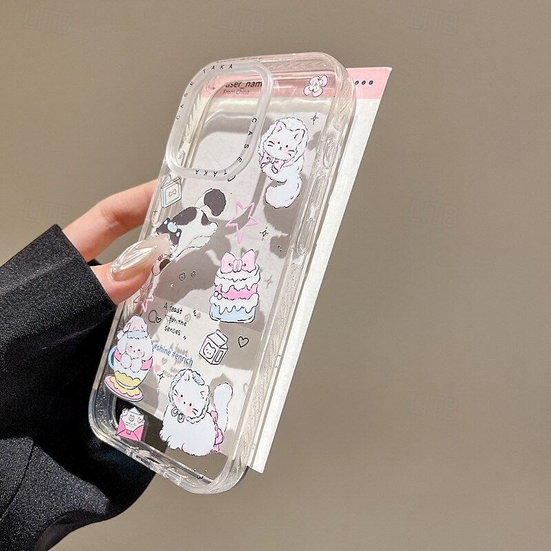 Phone Case For iPhone 16 15 14 Pro Max 16e 13 Back Cover with Stand Holder Shockproof Cartoon TPU Acrylic2