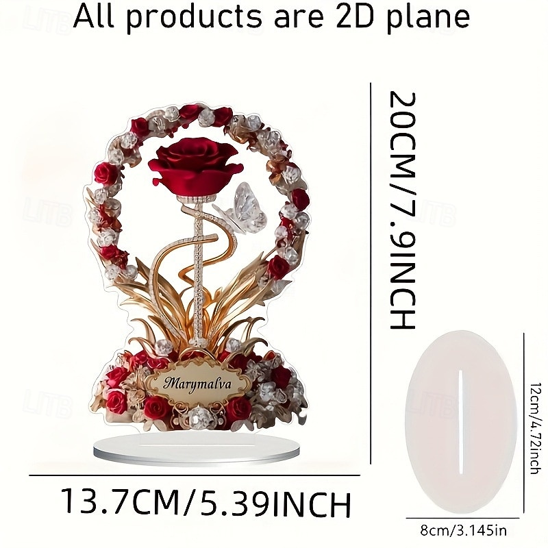 2D Flat Rose Gift for Wife Wife's Birthday Gift Rose Gift for Mom Imitation Crystal Rose Eternal Rose Wife's Best Friend Girlfriend No Electricity Needed4