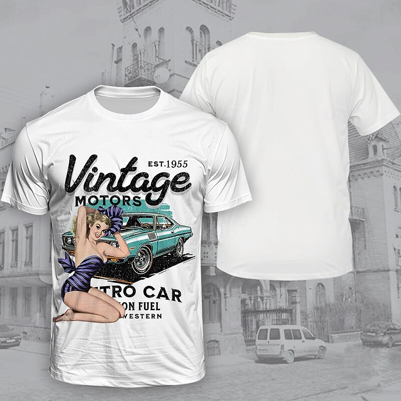 T-shirt Tee Retro Poster Retro Girl Graphic For Men's Adults' Masquerade 3D Print Vacation Party3