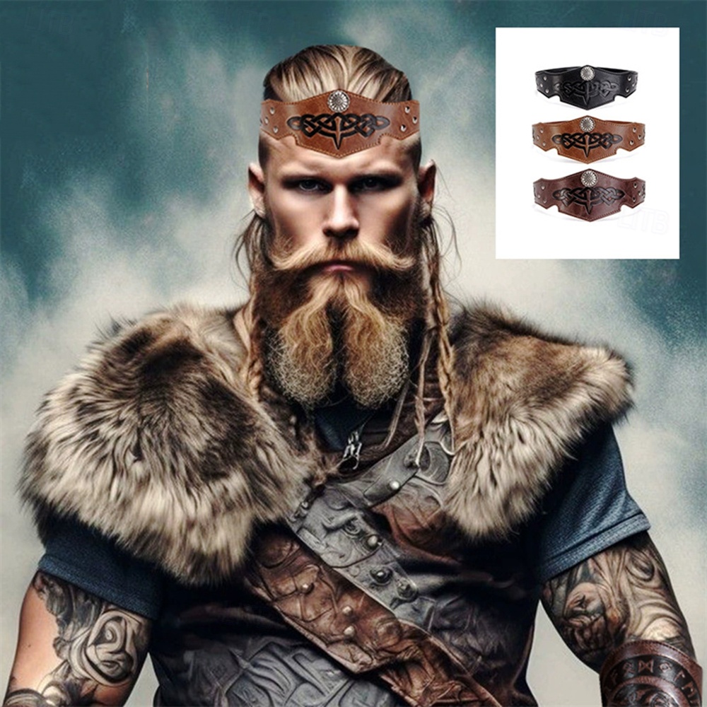 Retro Vintage Medieval Renaissance Crown Headband Warrior Viking Fancy Dress Men's Viking Halloween Carnival Performance Party LARP Adults' Headband