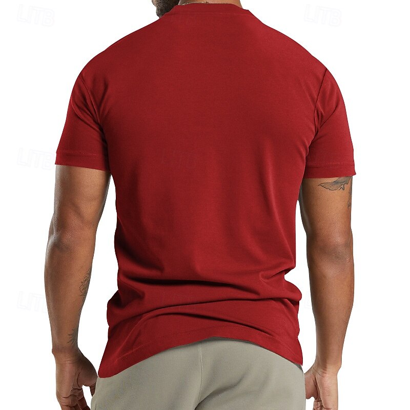 Men's Button T Shirt T Shirt Henley Shirt Tee Short Sleeve Henley Summer Plain Fashion Designer Basic Pocket Vacation Street Going out Black White Red Top Tee for Men3