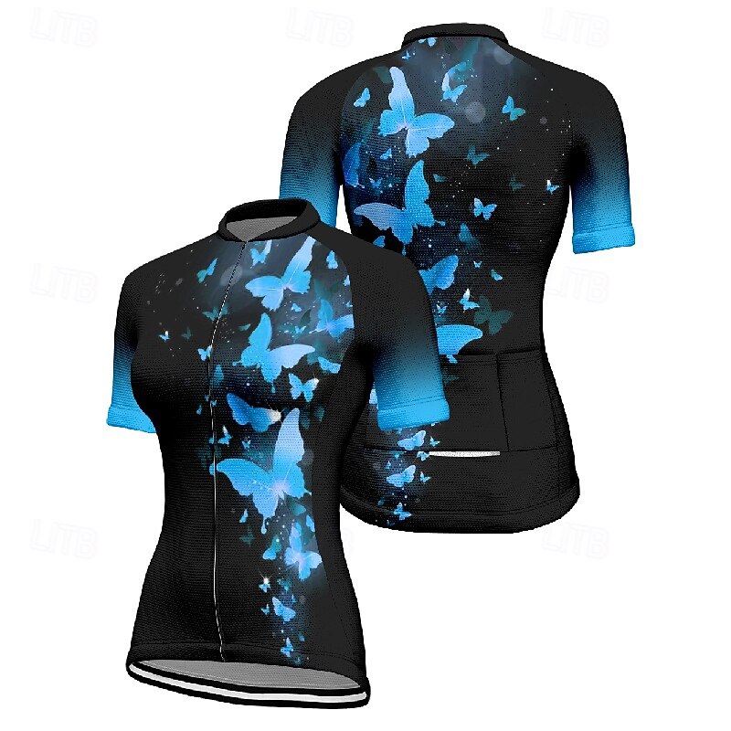 Women's Cycling Jersey Butterfly Short Sleeve Bike Tee Tshirt Jersey with 3 Rear Pockets Mountain Bike MTB Quick Dry Anatomic Design Wicking Breathable Sports Red Blue Dark Green Clothing Apparel2