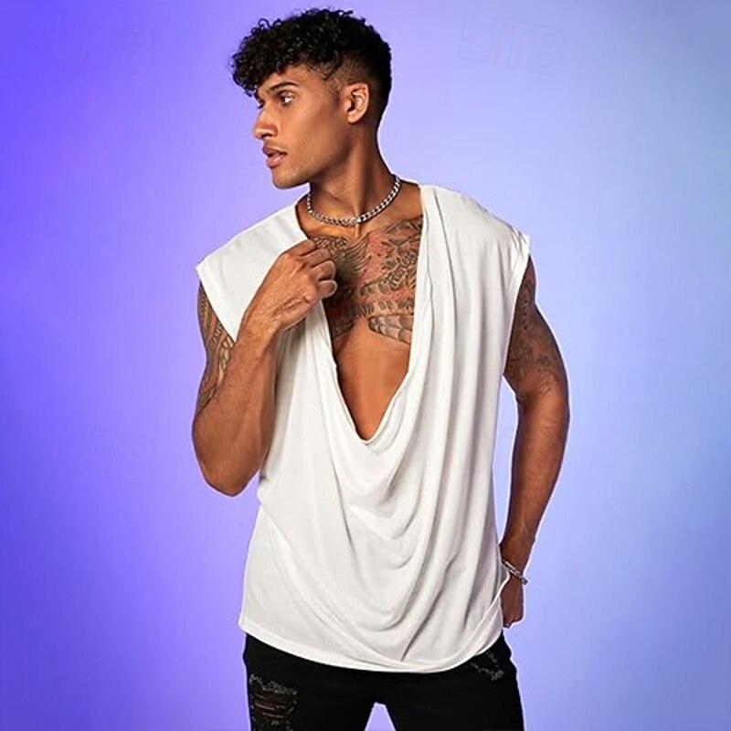 Men's Tank Top Vest Undershirt Sleeveless Shirt Sleeveless Deep U Summer Plain Fashion Classic Comfortable Street Casual Sports White Top Tee for Men3