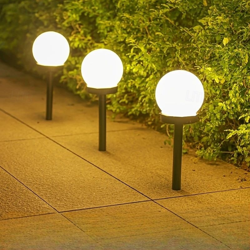 3 Pcs LED Solar Pathway Lights Outdoor Waterproof Ball Light LED Lawn Light Suitable for Garden Park and Outdoor Pathway Lighting Solar Night Light