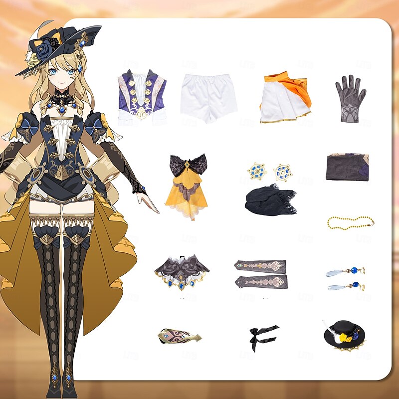 Genshin Impact Navia Caspar Anime Cosplay Costume Outfits Cosplay Suits Video Game Costumes Halloween Carnival Party Comic Con Costume For Women's Adults'4