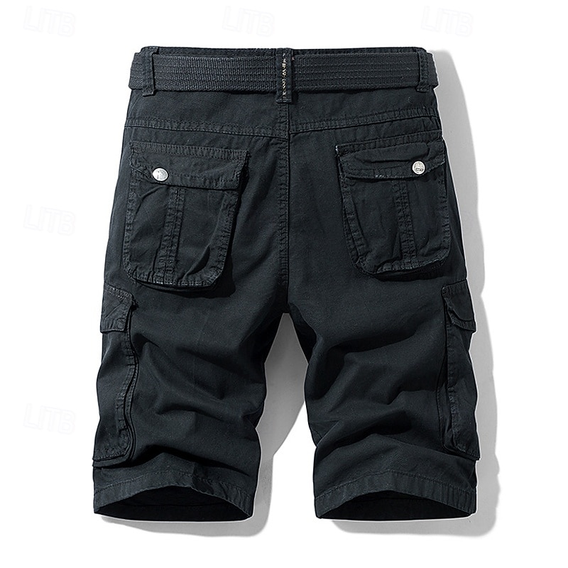 Men's Cargo Shorts Shorts Summer Shorts Multi Pocket Button-Down Flap Pocket Plain Comfort Wearable Knee Length Outdoor Sport Daily Fashion Casual Black Blue4