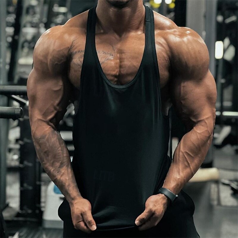 Men's Tank Top Vest Top Undershirt Sleeveless Shirt Sleeveless Deep U Summer Plain Fashion Designer Basic Vacation Street Going out Black White Yellow Top Tee for Men