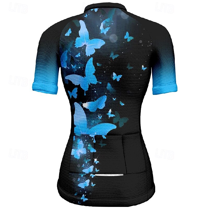 Women's Cycling Jersey Butterfly Short Sleeve Bike Tee Tshirt Jersey with 3 Rear Pockets Mountain Bike MTB Quick Dry Anatomic Design Wicking Breathable Sports Red Blue Dark Green Clothing Apparel3