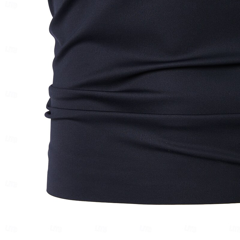 Men's Polo Work Street Turndown Short Sleeve Vacation Fashion Solid Color with White Trim Buttons Summer Spring Black White Navy Blue Green Polo4