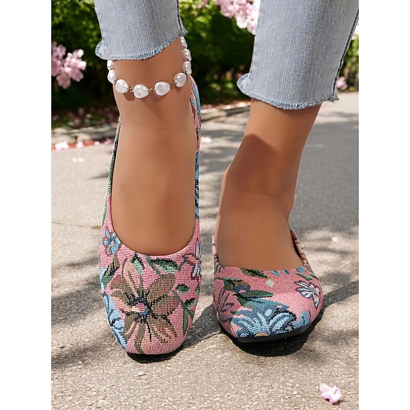 Floral Embroidered Comfort Flats for Women - Stylish Black Casual Shoes, Ideal for Everyday Wear4