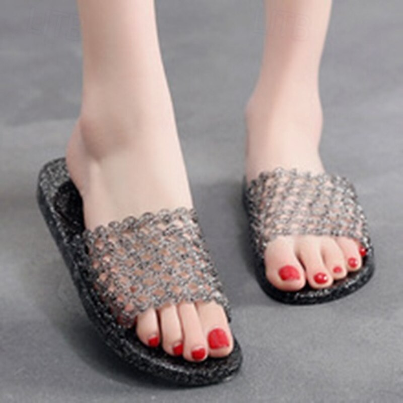 Crystal Slippers For Women Home Non Slip Odorless Thick Bottom Wear-resistant Shower Slippers Straight Drag For Women4