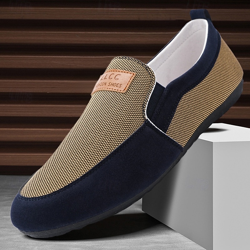 Men's Nylon Casual Loafers with Dual Texture Design and Slip-On Convenience - Suitable for Office and Casual Outings
