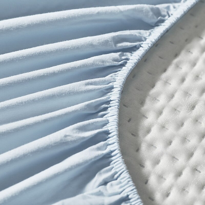 Summer Cooling Bedding Fitted Sheet Queen, Bed Sheet 1 Piece Solid Color Breathable Chemical Fiber Fitted Bedsheet Easy Care Fade Resistant Bedding3