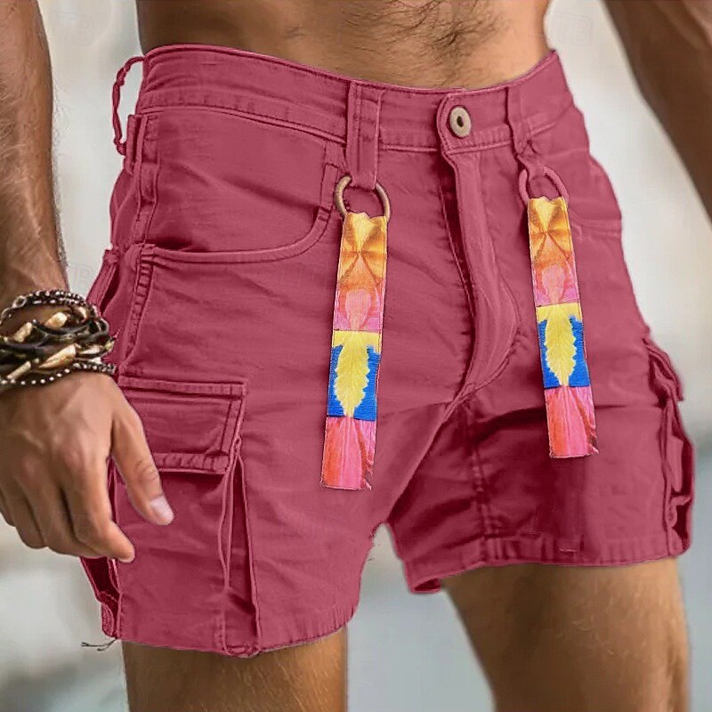 Men's Cargo Shorts Chino Shorts Summer Shorts Bermuda shorts Work Shorts Buttons Woven Multi Pocket Plain Comfort Soft Short Outdoor Casual Daily Fashion Streetwear Purple Micro-elastic