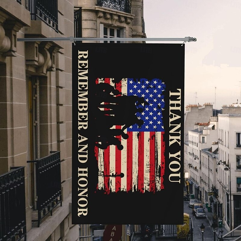 4th of July Outdoor Indoor with Grommets Patriotic Flag Veteran Gift Memorial Day American House Yard Garden Decorations Holiday Banner Sign3