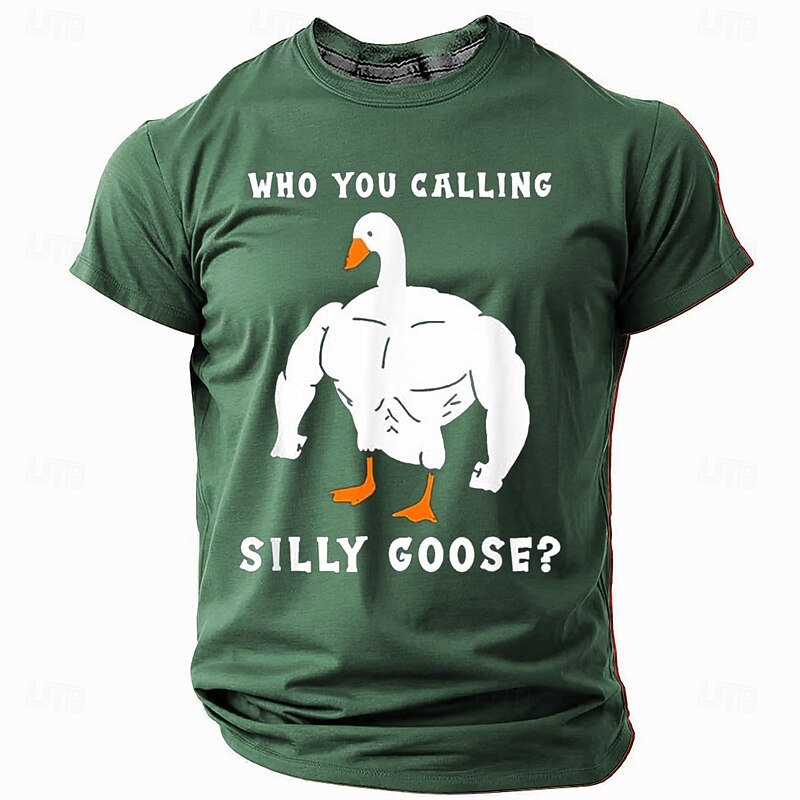 Men's Funny Goose T Shirt Short Sleeve T shirt 3D Print Crew Neck Shirt Exaggerated Designer Party Holiday Black Red Blue Summer Spring Clothing Apparel S M L XL XXL XXXL3