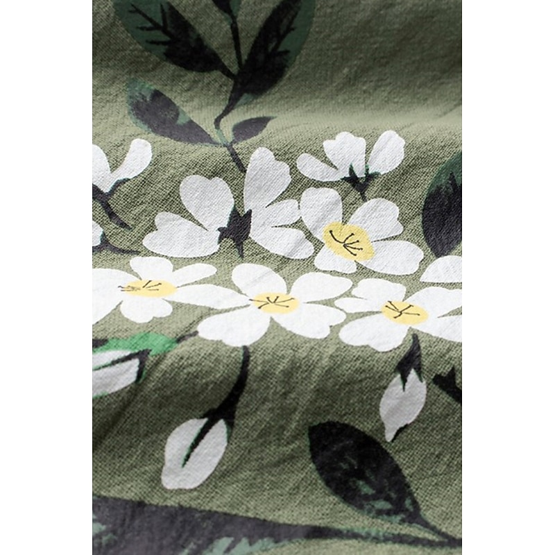 Women's Midi Dress Cotton Linen Dress Basic Classic Daily Holiday Weekend Regular Fit Flower Sleeveless Crew Neck Green Summer2