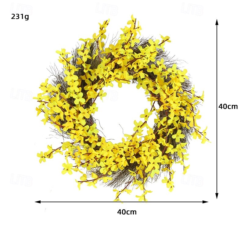 Spring Wreath Yellow Floral Door & Window Hanging Decoration -Artificial Flower Garland for Seasonal Home Decor3