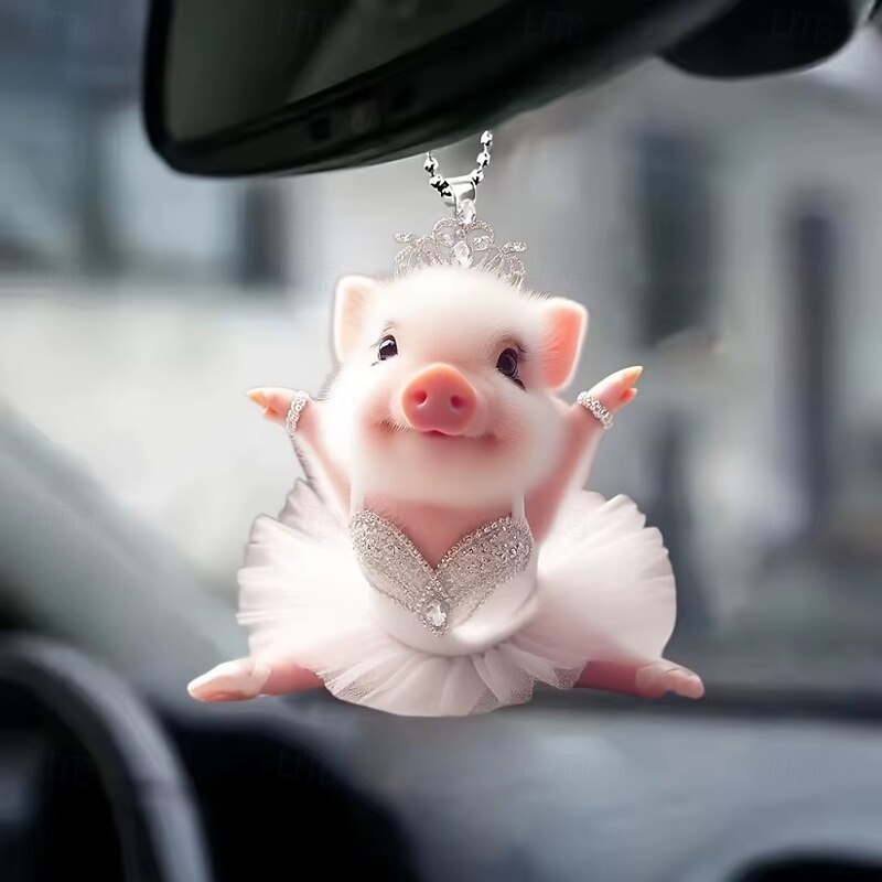 2D Explosion of Cute Piggy Car Interior Acrylic Charm Pendant Key Charm Cute Keychain Cute Car Accessories Car Decoration