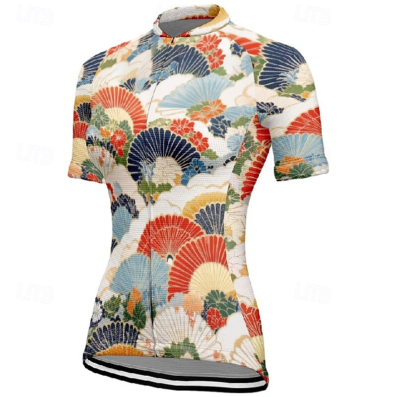 Women's Cycling Jersey Flower Short Sleeve Bike Tee Tshirt Jersey with 3 Rear Pockets Mountain Bike MTB Quick Dry Anatomic Design Wicking Breathable Sports Blue Sky Blue Clothing Apparel - Main Image
