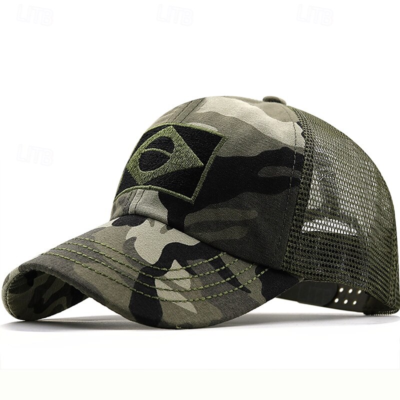 Men's Baseball Cap Sun Hat Trucker Hat Mesh Cap Black Green Cotton Adjustable Fashion Daily Wear Festival Pattern Solid / Plain Color Casual / Daily