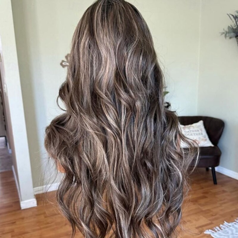 Unprocessed Virgin Hair 5x5 Closure 13x4 Lace Front Wig With Bangs Brazilian Hair Wavy Blonde Auburn Multi-color Wig 130% 150% Density Highlighted / Balayage Hair 100% Virgin Glueless For Women Long3