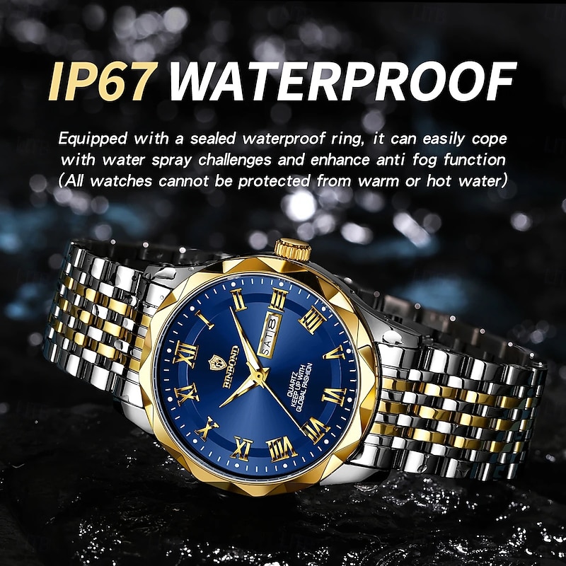 BINBOND Luxury Man Watch Quartz Waterproof Luminous Date Chronograph Leather Men Wristwatch Military Sports Men's Watches B63672