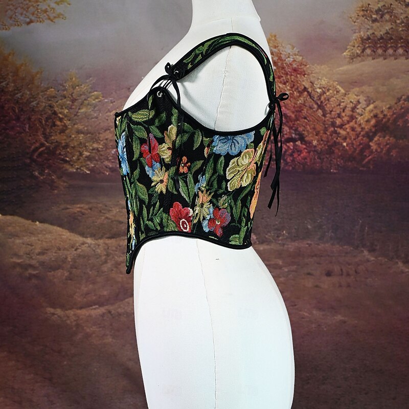 Retro Vintage Medieval Renaissance Corset Vest Bustier Viking Lace up Floral Fancy Dress Women's Celtic Fantasy Halloween Carnival Performance Party LARP Adults' Corset3