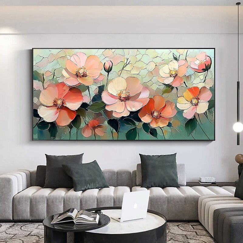 Handmade Original 3D Colorful Flowers Painting Oil Painting On Canvas Abstract Floral Wall Art for Home Decor With Stretched Frame/Without Inner Frame Painting4
