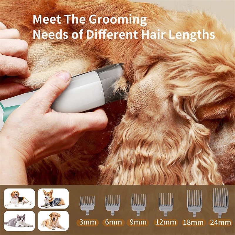 Strong Power 7 in 1 Pet Grooming Vacuum Kit - Professional Clippers with 6 Guide Combs Mulifunctional Tools for 99% Pet Hair Removal - Dogs Cats and Other Animals3