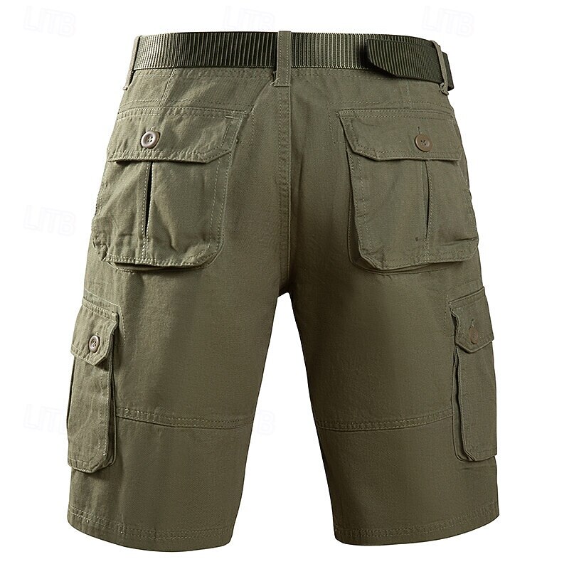 Men's Cargo Shorts Shorts Bermuda shorts Casual Shorts Multi Pocket Straight Leg Plain Breathable Moisture Wicking Knee Length Outdoor Casual Camping & Hiking Fashion Streetwear Black Green3