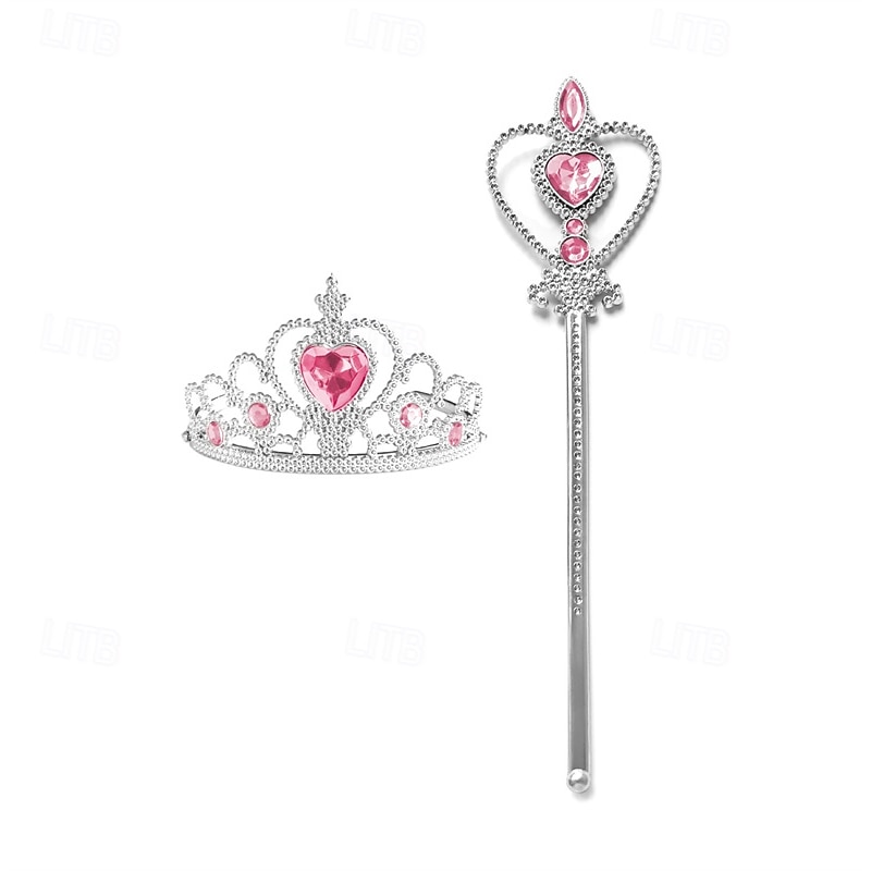 2 Pieces Kids Girls' Princess Dress Up Set Scepter Crown Tiara Sweet Party Birthday Heart Pink Blue4