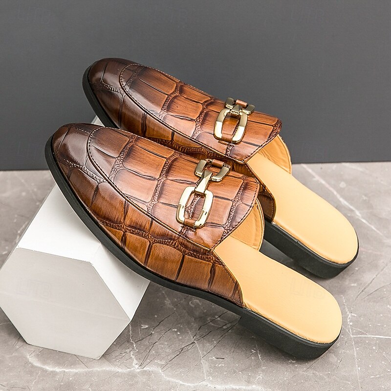 Patent Leather Moccasins for Men - Sophisticated Slip-On with Metal Buckle for Business and Casual Wear3