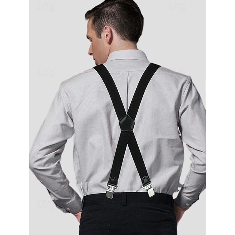 Men's elastic band metal clip adjustable men's suspenders - classic and versatile, suitable for fashion-conscious business and semi-formal occasions3