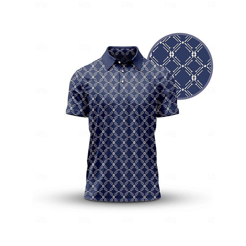 Men's Golf Polo Shirt Navy Blue Short Sleeve Top Golf Attire Clothes Outfits Wear Apparel4