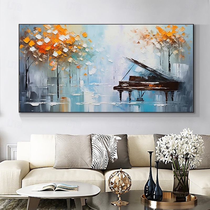 Handmade Oil Painting Canvas Wall Art Decoration Modern Abstract Maple Forest Piano Landscape for Living Room Home Decor Rolled Frameless Unstretched Painting3