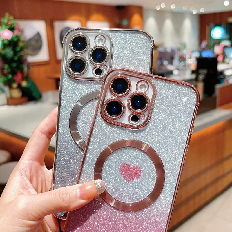 Phone Case For iPhone 17 Pro Max 17 Air 16 15 14 Pro Max Plus 16e 13 12 Pro Max Back Cover Magnetic Support Wireless Charging with Wrist Strap Retro TPU Plating4