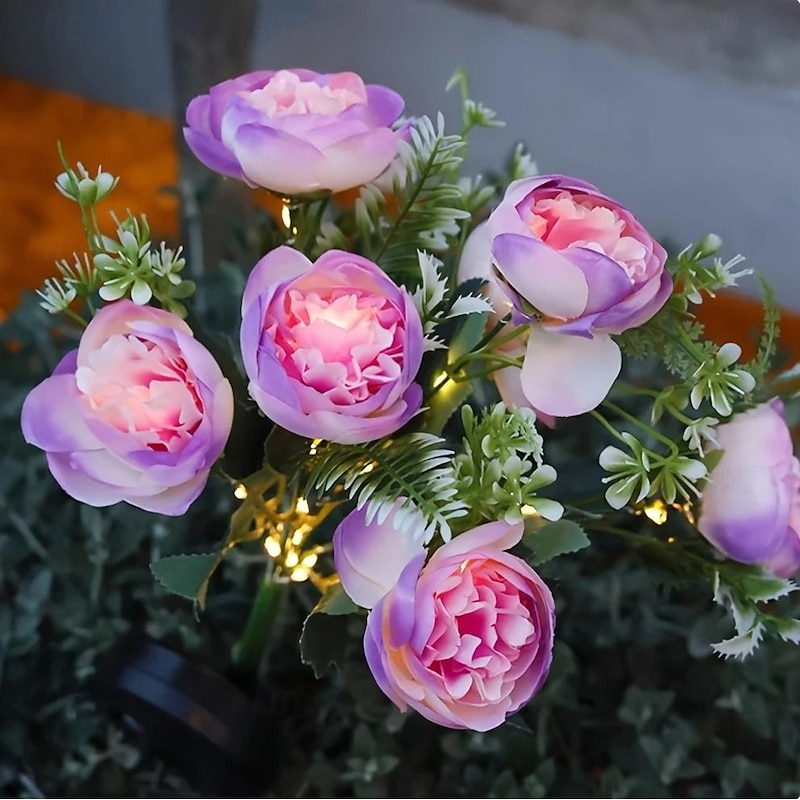 2 Pcs Solar Flower Lights Outdoor Patio Landscape Light Waterproof Garden Light for Outdoor Garden Terrace Lawn Fence Holiday Decoration - Main Image