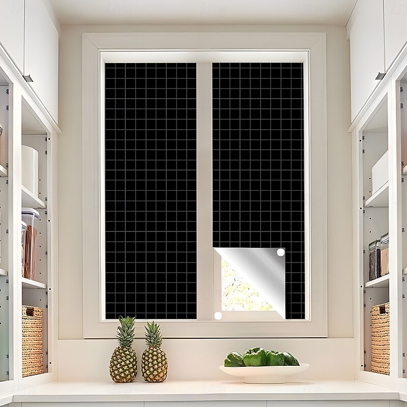 Portable Travel Print Plaid Curtain 100% Blackout Suction Cup Self-adhesive Diy Curtain4