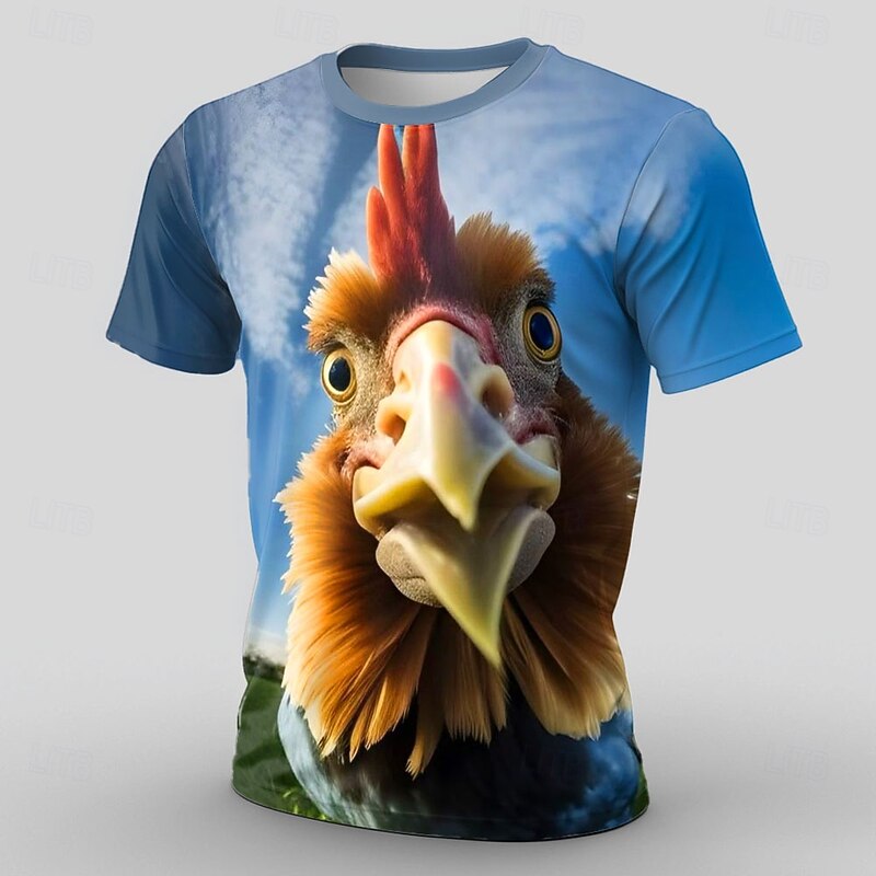 Men's Animal Funny T Shirt Short Sleeve T shirt 3D Print Crew Neck Shirt Exaggerated Designer Casual Party Casual Holiday Blue 1# Blue Summer Spring Clothing Apparel S M L XL XXL XXXL3