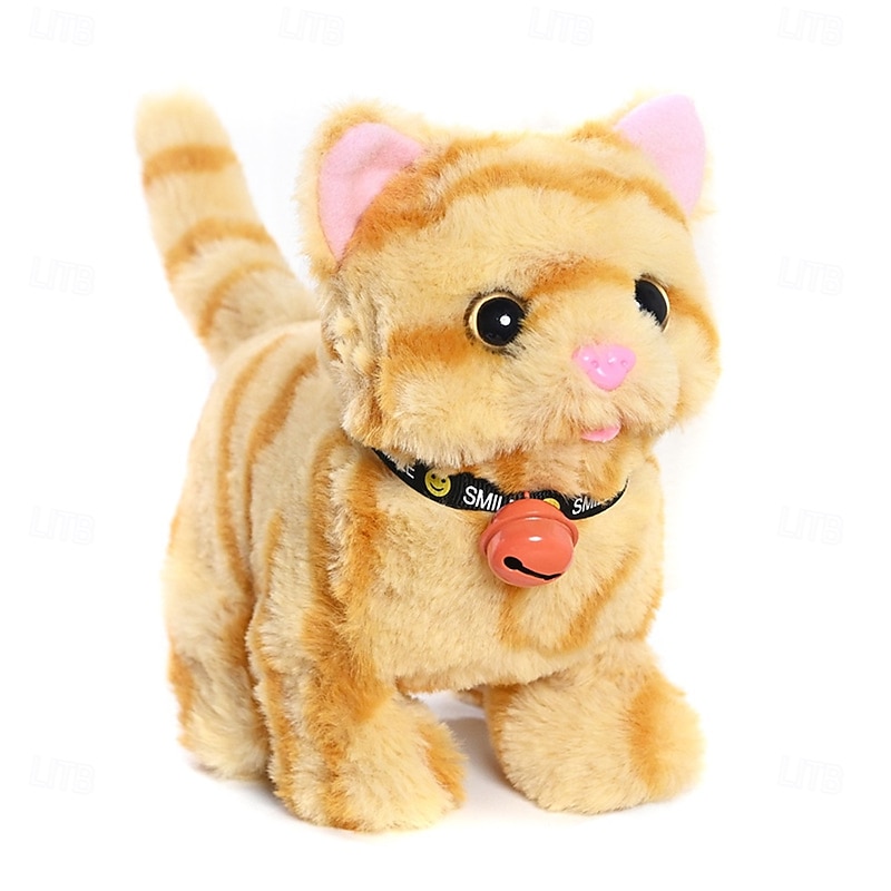 Plush Cat Stuffed Animal Interactive Cat Robot Robotic Cat Barking Meow Kitten Touch Control Electronic Pet Robot Kitty Toy Animated Cat for Girl Baby Kid