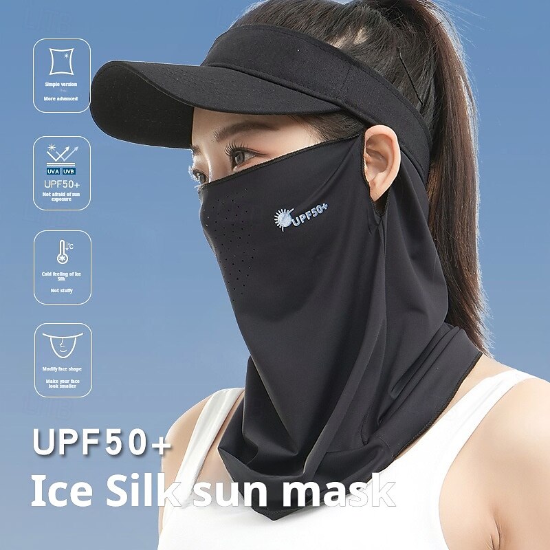 UV Protection Face Mask for Women, Summer Ice Silk Cooling Neck Gaiter with Ear Loops, Sun Protection Breathable Face Cover for Outdoor Cycling, Hiking, Fishing3