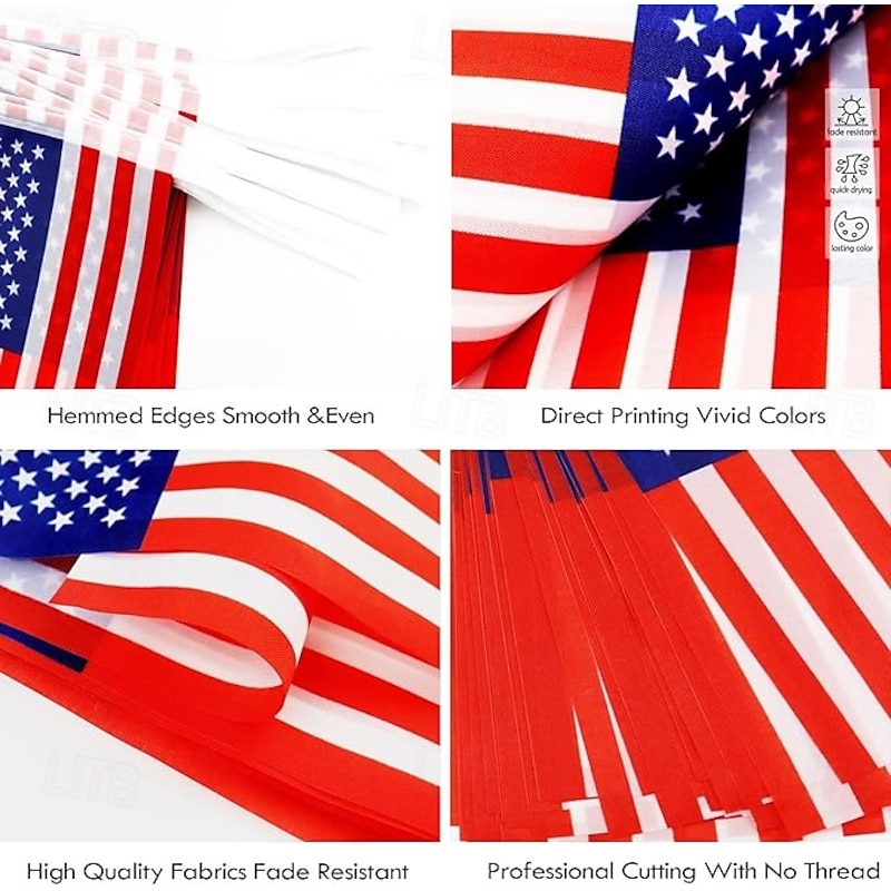 Flag Pennant Banner Long American String Flags Tall Triangle Flag Decorations USA Party Stars and Stripes Bunting Garland 4th of July Patriotic Decoration3