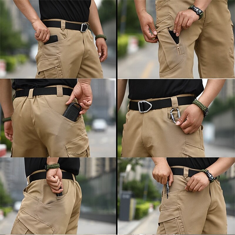 Men's Tactical Shorts Cargo Shorts Shorts Summer Shorts Hiking Shorts Multi Pocket Zipper Pockets Plain Comfort Wearable Knee Length Outdoor Sport Daily Fashion Casual Black Brown2