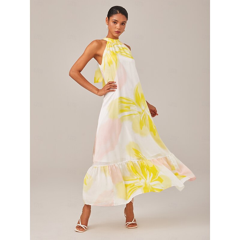 Super loose A-line summer vacation halter dress