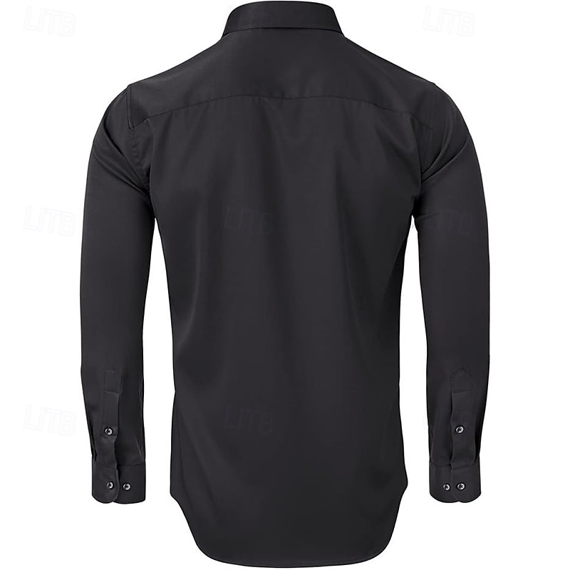 Men's Shirt Dress Shirt Button Up Shirt Plain Wedding Daily Light Pink Black White Dark Navy Long Sleeve Turndown Spring &  Fall Clothing Apparel Patchwork2
