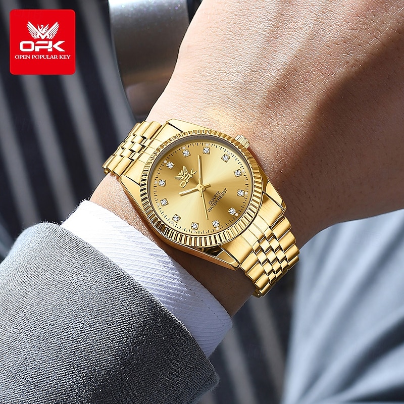 OPK Luxury Brand Watch Circular Dial Luminous Stainless Steel Men's Quartz Watch4